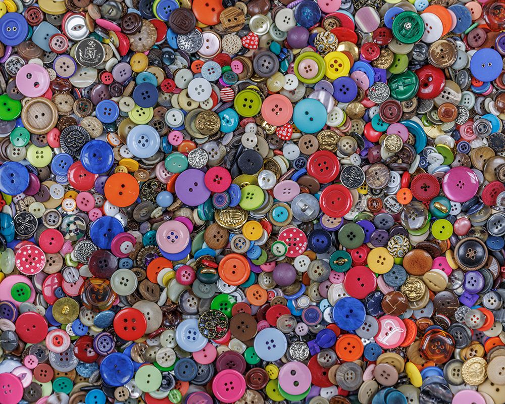 Close-up of variety of colorful buttons.